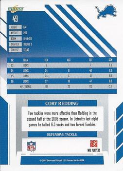 2007 Score Select #49 Cory Redding Back