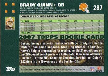 2007 Topps #287 Brady Quinn Back