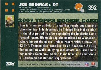 2007 Topps #392 Joe Thomas Back