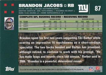 2007 Topps #87 Brandon Jacobs Back