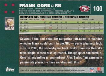 2007 Topps #100 Frank Gore Back