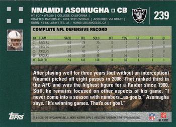 2007 Topps #239 Nnamdi Asomugha Back