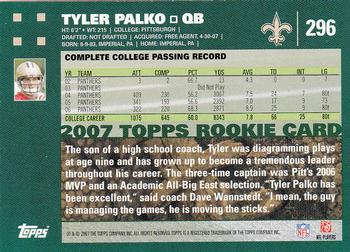2007 Topps #296 Tyler Palko Back