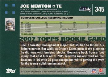 2007 Topps #345 Joe Newton Back