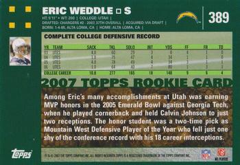 2007 Topps #389 Eric Weddle Back