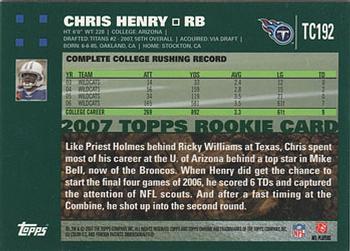 2007 Topps Chrome #TC192 Chris Henry Back