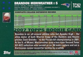 2007 Topps Chrome #TC262 Brandon Meriweather Back