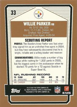 2007 Topps Draft Picks & Prospects #33 Willie Parker Back