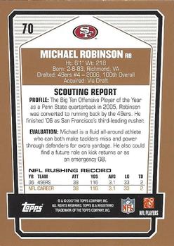 2007 Topps Draft Picks & Prospects #70 Michael Robinson Back