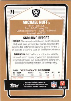 2007 Topps Draft Picks & Prospects #71 Michael Huff Back