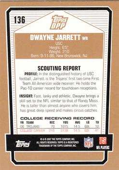 2007 Topps Draft Picks & Prospects #136 Dwayne Jarrett Back