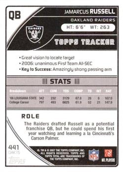 2007 Topps Total #441 JaMarcus Russell Back