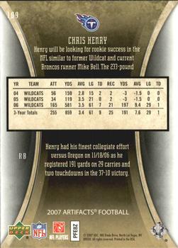 2007 Upper Deck Artifacts #109 Chris Henry Back