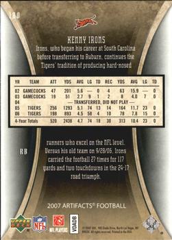2007 Upper Deck Artifacts #180 Kenny Irons Back