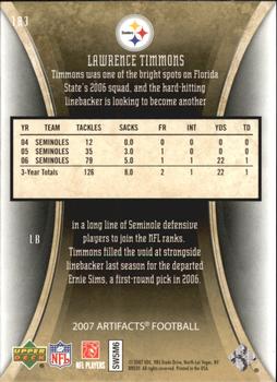 2007 Upper Deck Artifacts #183 Lawrence Timmons Back