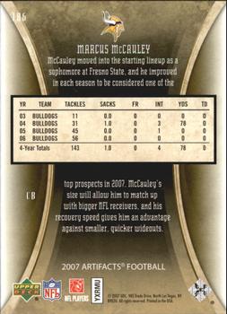2007 Upper Deck Artifacts #186 Marcus McCauley Back