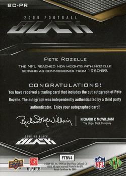 2009 UD Black - Black Cut Signatures #BC-PR Pete Rozelle Back