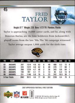 2007 Upper Deck First Edition #45 Fred Taylor Back