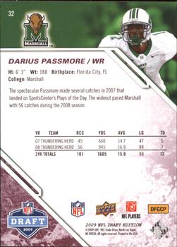 2009 Upper Deck Draft Edition - Burgundy #32 Darius Passmore Back