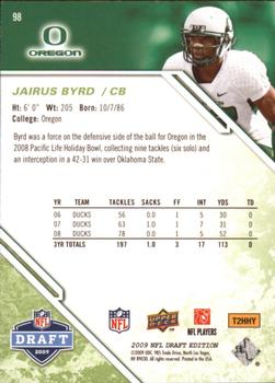 2009 Upper Deck Draft Edition - Green #98 Jairus Byrd Back