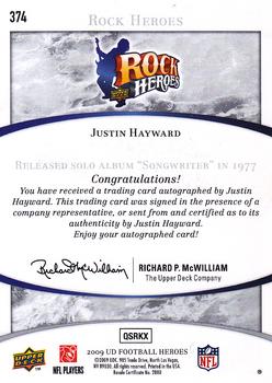 2009 Upper Deck Heroes - Autographs Silver #374 Justin Hayward Back