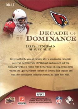 2009 Upper Deck Icons - Decade of Dominance Gold #DD-LF Larry Fitzgerald Back