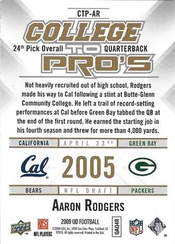 2009 Upper Deck Rookie Exclusives - College to Pros #CTP-AR Aaron Rodgers Back