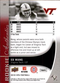2010 SP Authentic #189 Ed Wang Back
