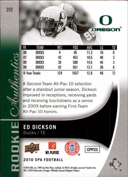 2010 SP Authentic #202 Ed Dickson Back