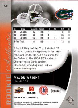 2010 SP Authentic #230 Major Wright Back