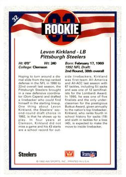 1992 All World #32 Levon Kirkland Back