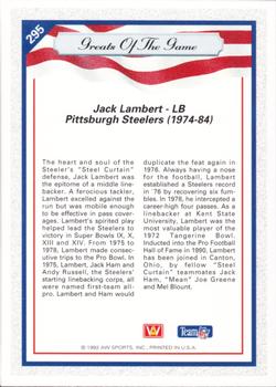 1992 All World #295 Jack Lambert Back