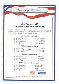 1992 All World #274 Jim Brown Back