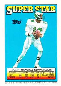 1988 Topps Stickers - Super Star Backs #37 Randall Cunningham Front