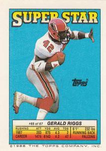 1988 Topps Stickers - Super Star Backs #65 Gerald Riggs Front