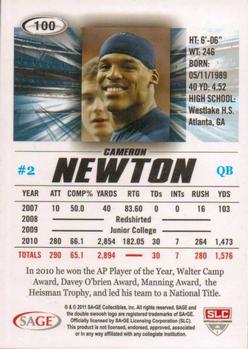 2011 SAGE HIT #100a Cam Newton Back
