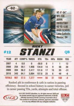 2011 SAGE HIT #62 Ricky Stanzi Back