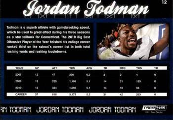 2011 Press Pass #12 Jordan Todman Back