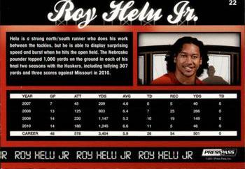 2011 Press Pass #22 Roy Helu Jr. Back