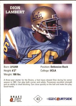 1992 Courtside Draft Pix - Bronze #43 Dion Lambert Back