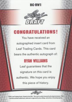 2011 Leaf Metal Draft #RC-RW1 Ryan Williams Back