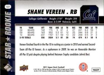 2011 Upper Deck #181 Shane Vereen Back