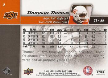2011 Upper Deck #2 Thurman Thomas Back