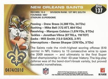 2010 Topps - Gold #137 New Orleans Saints Back
