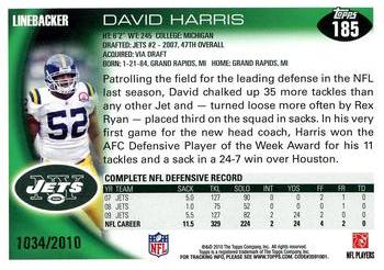 2010 Topps - Gold #185 David Harris Back