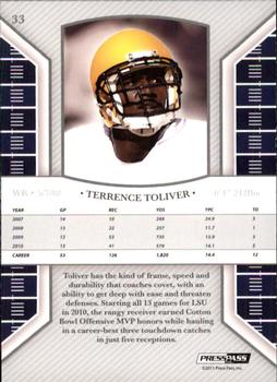 2011 Press Pass Legends #33 Terrence Toliver Back