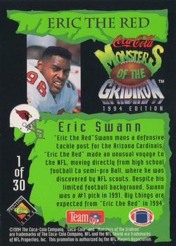 1994 Coca-Cola Monsters of the Gridiron #1 Eric Swann Back