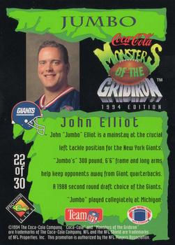 1994 Coca-Cola Monsters of the Gridiron #22 John Elliott Back