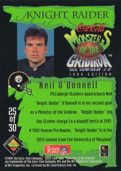 1994 Coca-Cola Monsters of the Gridiron #25 Neil O'Donnell Back