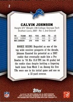 2011 Topps Rising Rookies #2 Calvin Johnson Back
